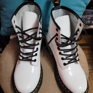 Dr. Martens White Lace-Up Combat Boots
